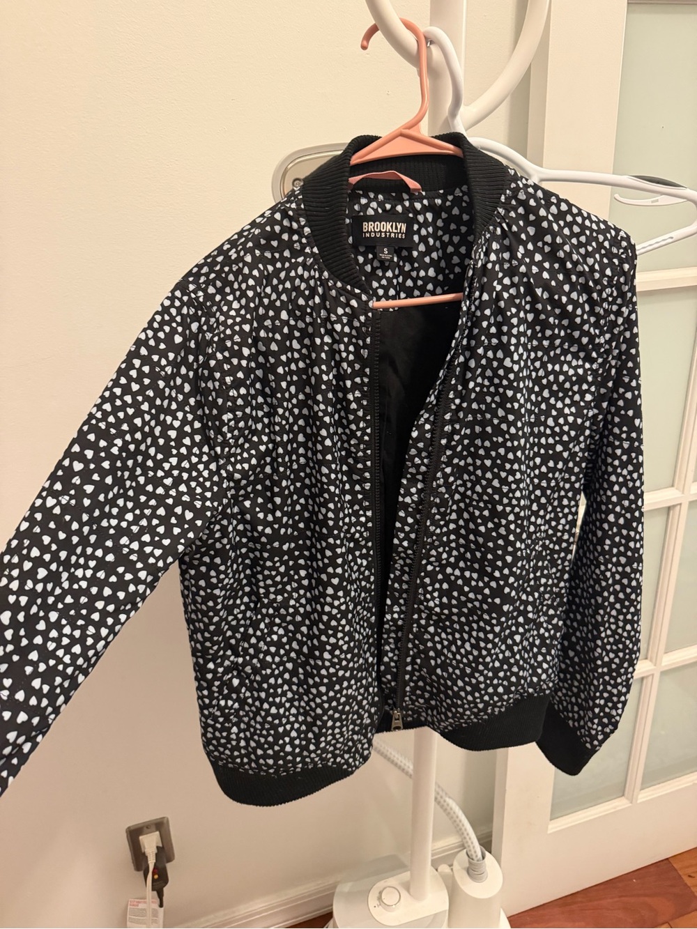 Brooklyn Industries Black Heart-Print Bomber Jacket